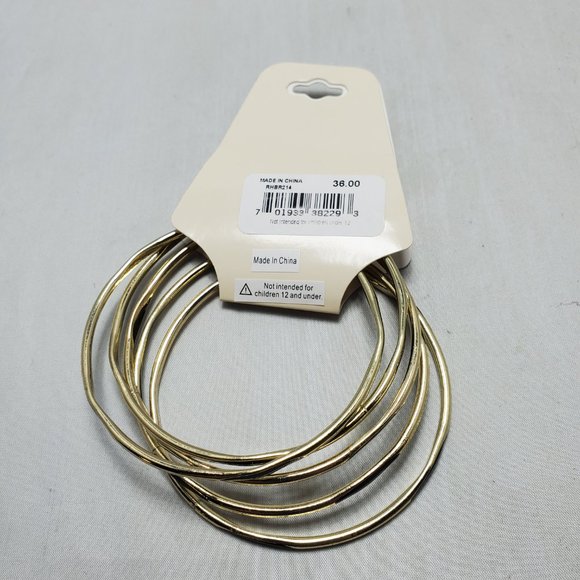 Mystique 5pc gold with black bangle bracelet set - Picture 5 of 5